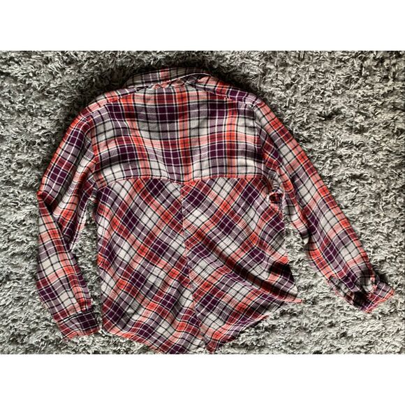 Free People Campfire PLAID flannel BOHO BLOUSE SHIRT TOP sz XS - Picture 8 of 9